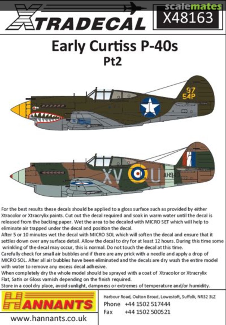 Boxart Early Curtiss P-40s Part 2 X48163 Xtradecal Boxart Early Curtiss P-40s Part 2 X48163 Xtradecal
