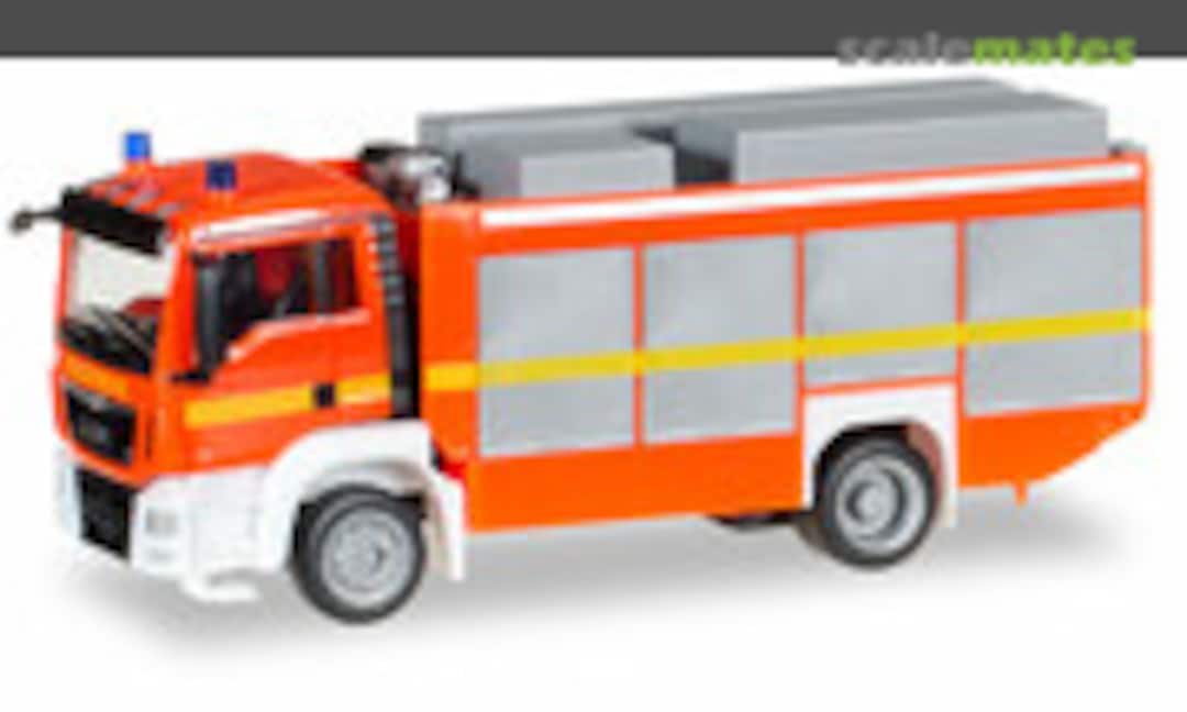 MAN TGS M Euro 6 rescue vehicle, luminous red "fire department" (Herpa 091077-002)