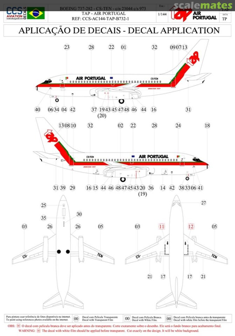 Boxart Boeing 737-200 CCS-AC144-TAP-732 CCS Aviation Decals Boxart Boeing 737-200 CCS-AC144-TAP-732 CCS Aviation Decals