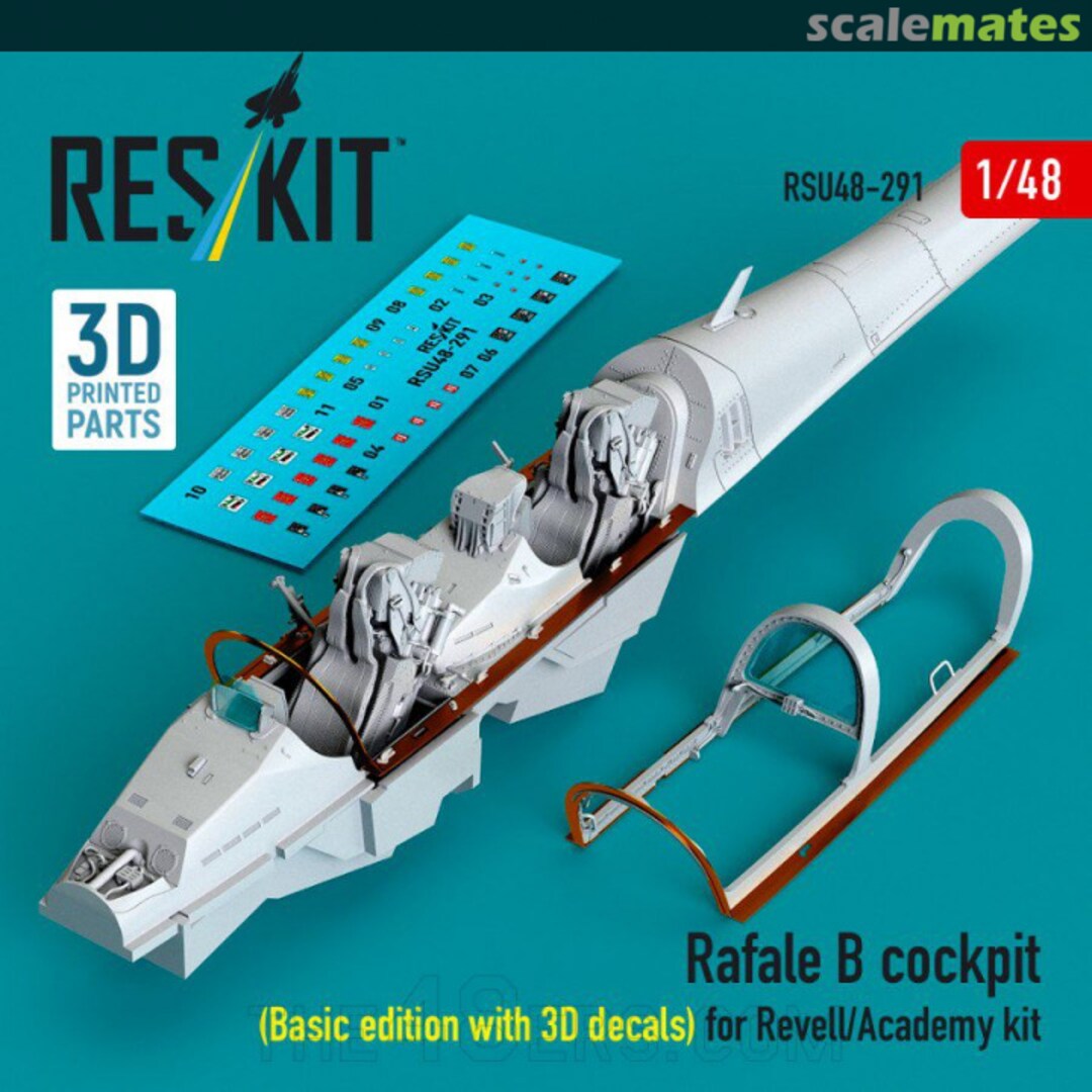 Boxart Rafale B - cockpit (Basic edition with 3D decals) (3D Printed) RSU48-0291 ResKit Boxart Rafale B - cockpit (Basic edition with 3D decals) (3D Printed) RSU48-0291 ResKit