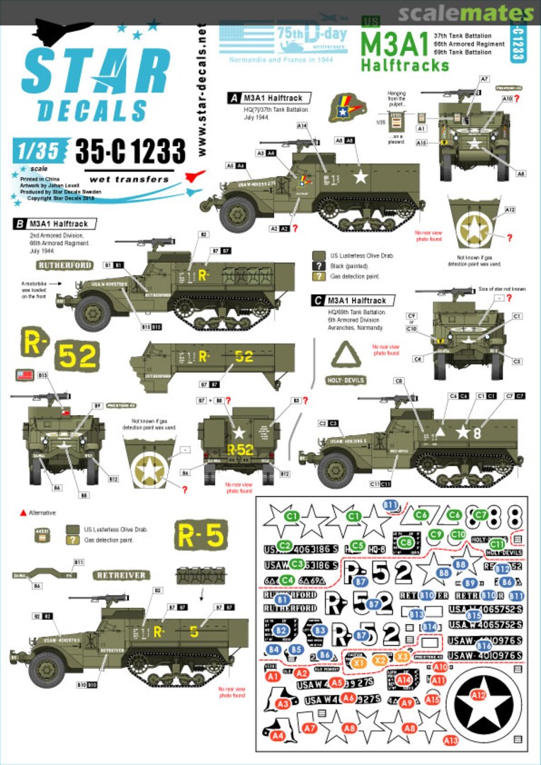 Boxart US M3A1 Halftracks 35-C1233 Star Decals Boxart US M3A1 Halftracks 35-C1233 Star Decals