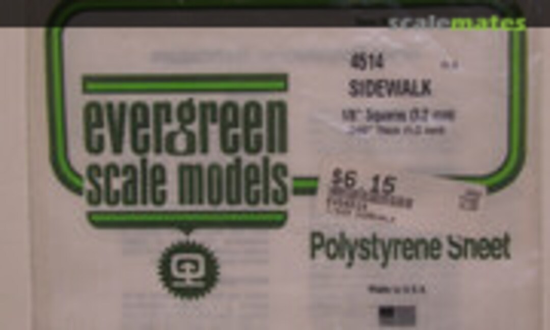 No Sheet Styrene Sidewalk 1/8” Squares (.040 Thick) (Evergreen Scale Models 4514) 4514