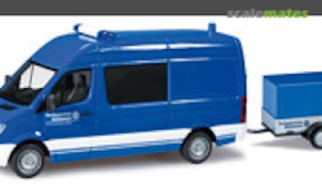 1:87 Mercedes-Benz Sprinter crew transporter with trailer &quot;Berlin-Mid Federal Agency for Technical Relief, Logistics&quot; (Herpa 091107)
