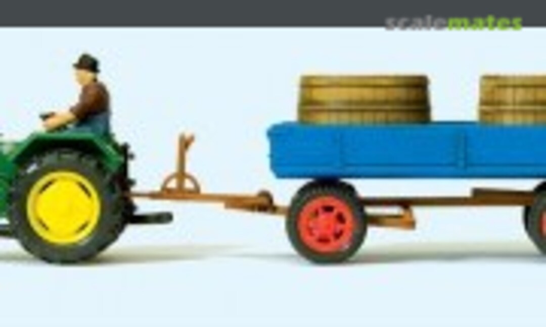 Farm tractor Lanz D 2416, trailer with tubs for grapes (Preiser 17943)