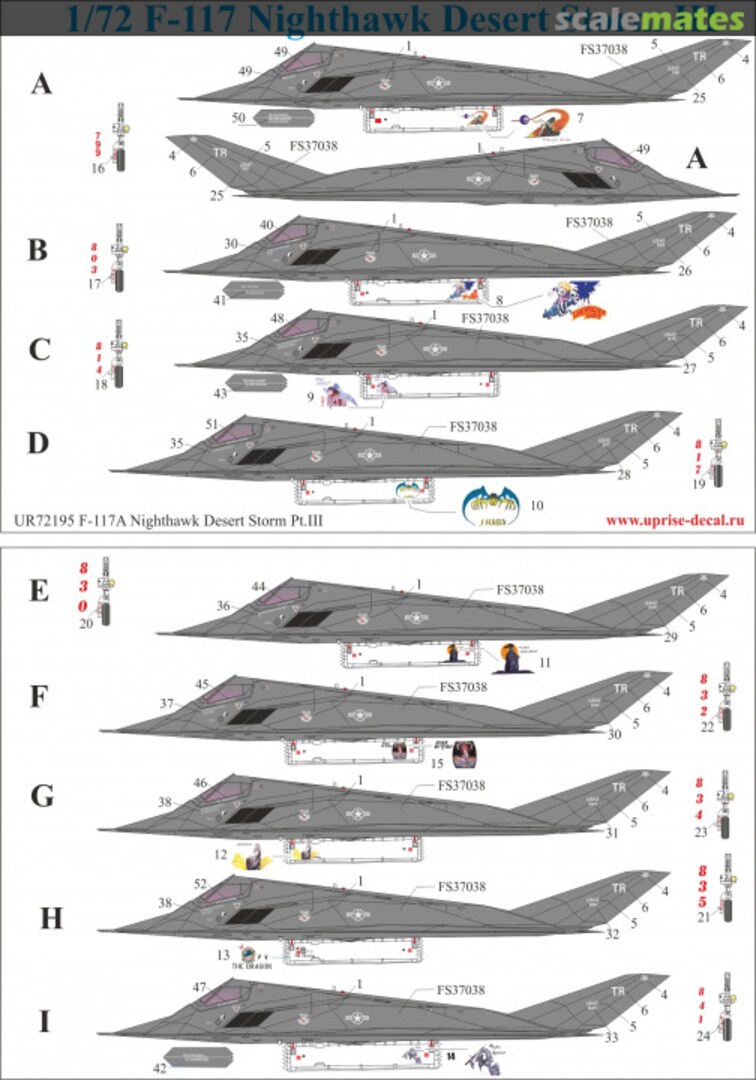 Boxart F-117A Nighthawk Desert Storm Pt.III, with stencils UR72195 UpRise Decal Boxart F-117A Nighthawk Desert Storm Pt.III, with stencils UR72195 UpRise Decal