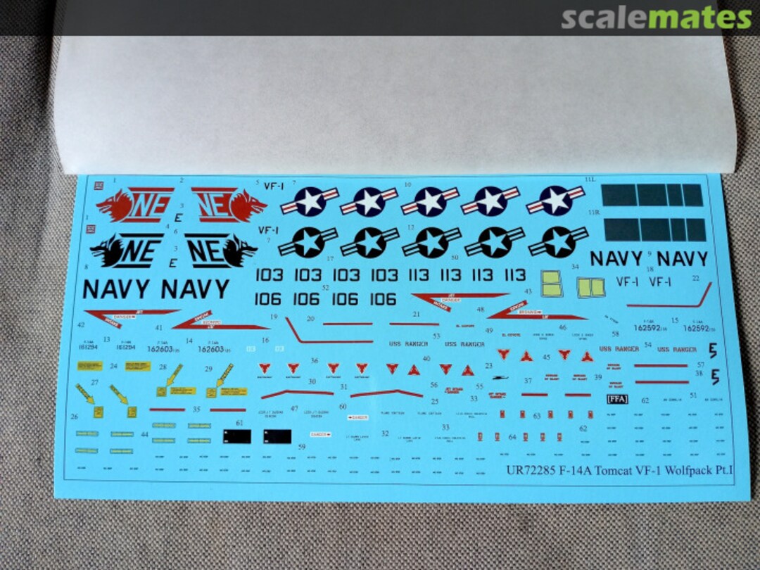 Contents F-14A Tomcat VF-1 Wolfpack Pt.I, FFA (Film Free Ability) UR72285 UpRise Decal Contents F-14A Tomcat VF-1 Wolfpack Pt.I, FFA (Film Free Ability) UR72285 UpRise Decal