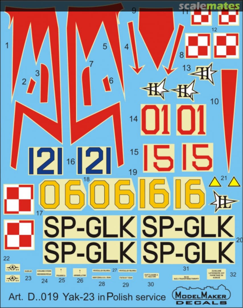 Boxart Yak-23 in Polish service D72019A ModelMaker Boxart Yak-23 in Polish service D72019A ModelMaker