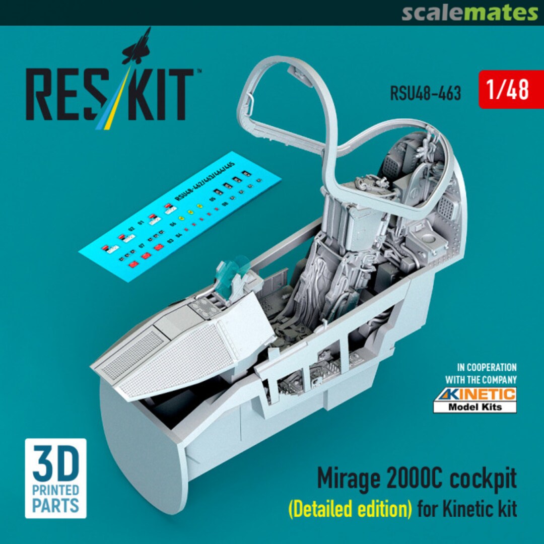 Boxart Mirage 2000C - cockpit (Detailed edition) (3D Printed) RSU48-0463 ResKit Boxart Mirage 2000C - cockpit (Detailed edition) (3D Printed) RSU48-0463 ResKit