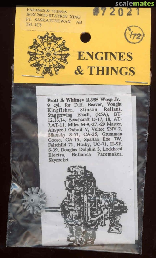 Boxart Pratt & Whitney R-985 Wasp Jr. 72021 Engines & Things Boxart Pratt & Whitney R-985 Wasp Jr. 72021 Engines & Things
