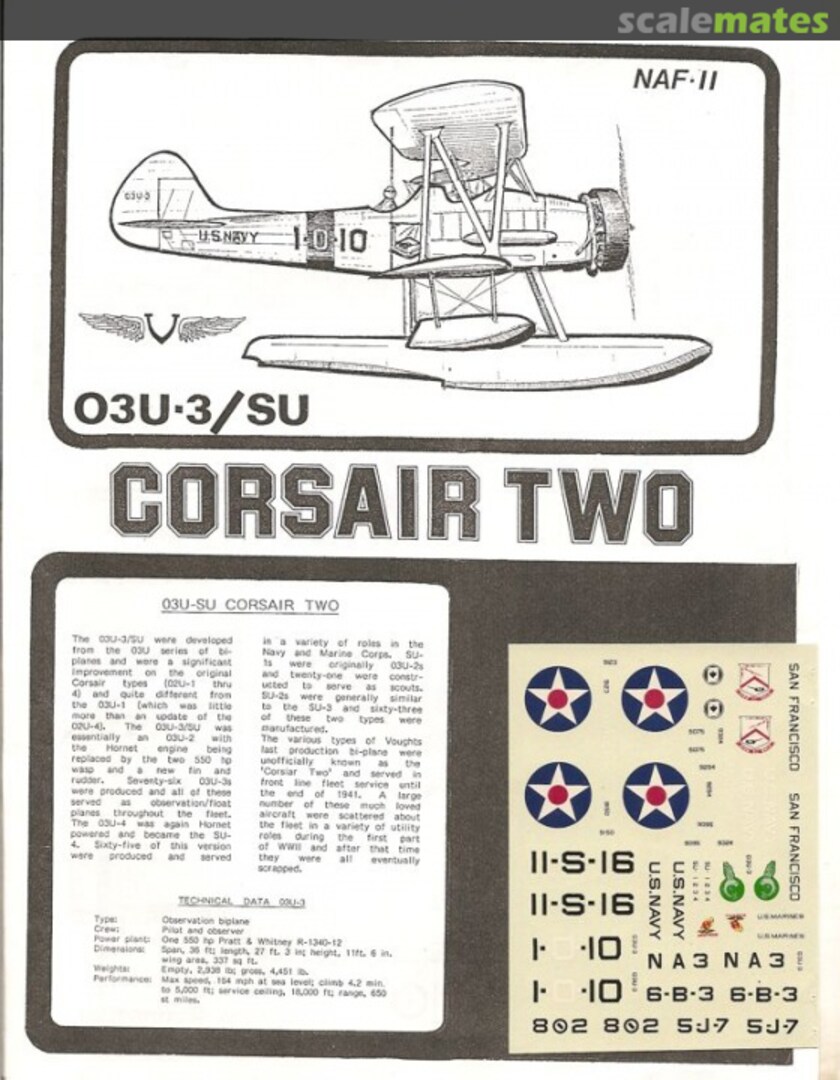 Boxart Vought O3U-3/SU Corsair Two NAF-11 Esoteric Models
