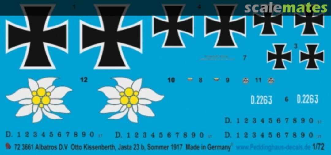 Boxart Albatros D.V Otto Kissenberth, Jasta 23b, Sommer 1917 72 3661 Peddinghaus-Decals Boxart Albatros D.V Otto Kissenberth, Jasta 23b, Sommer 1917 72 3661 Peddinghaus-Decals