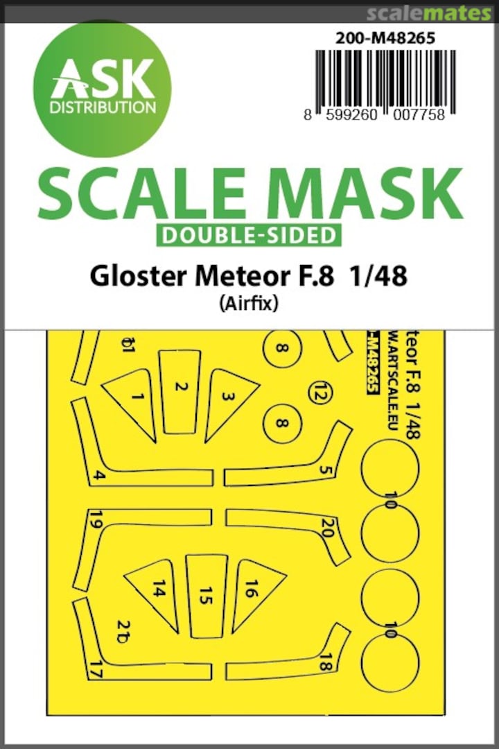 Boxart Gloster Meteor F.8 double-sided express fit mask 200-M48265 ASK