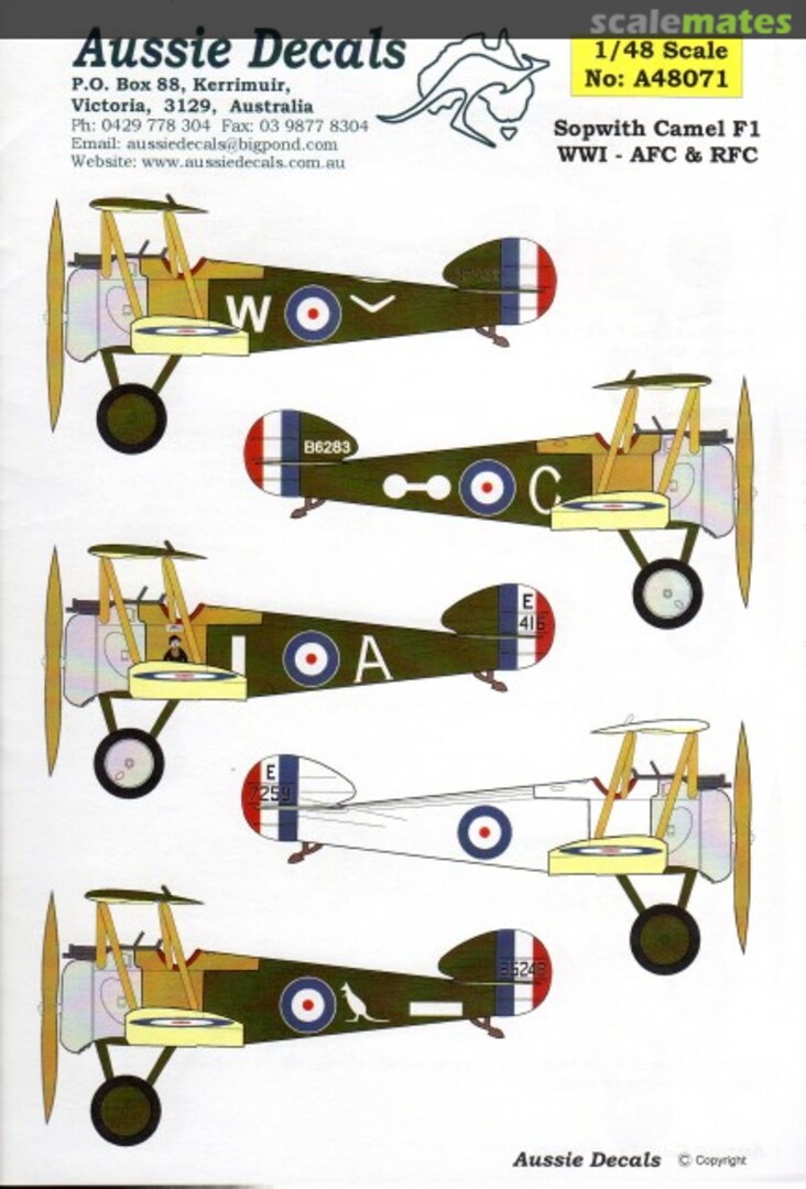Boxart Sopwith Camel F1 A48071 Aussie Decals Boxart Sopwith Camel F1 A48071 Aussie Decals