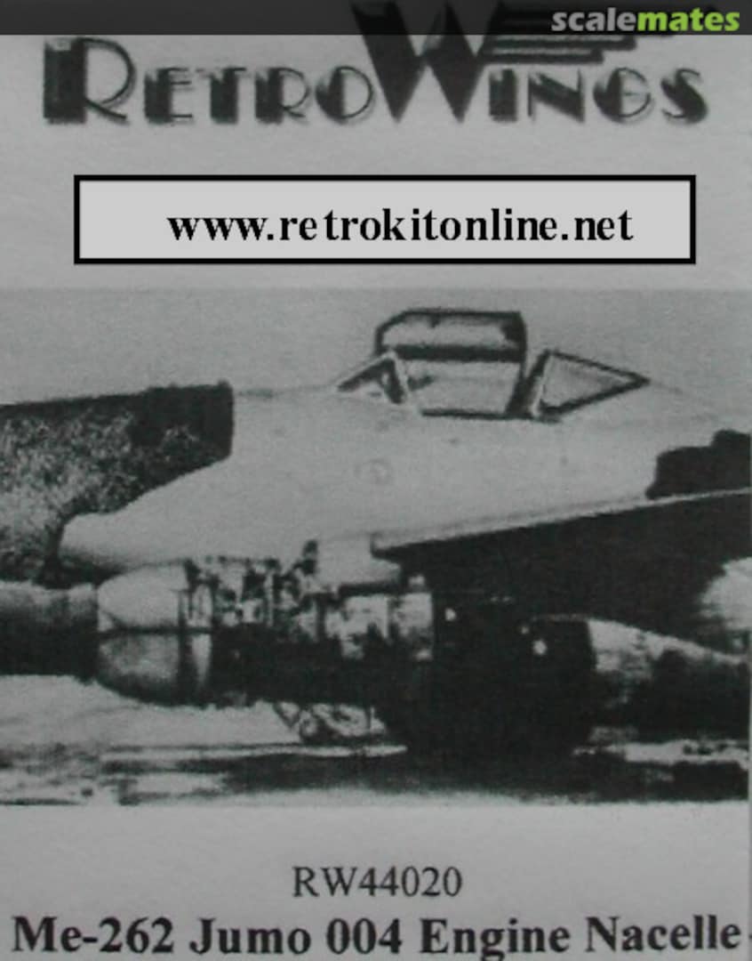 Boxart Me-262 Jumo 004 Engine Nacelle RW44020 RetroWings Boxart Me-262 Jumo 004 Engine Nacelle RW44020 RetroWings