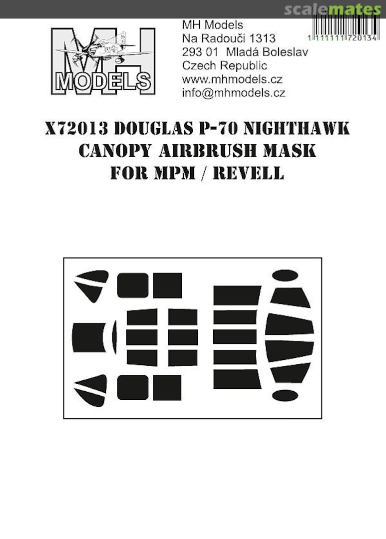Boxart Douglas P-70 Nighthawk Canopy Mask X72013 MH Models