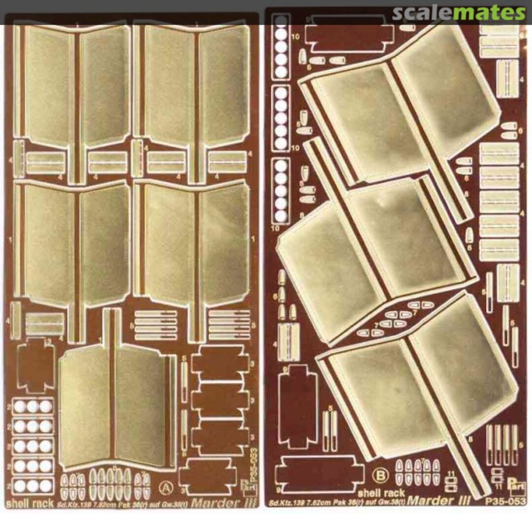 Boxart Sd.Kfz. 139 Marder III shell rack P35-053 Part Boxart Sd.Kfz. 139 Marder III shell rack P35-053 Part