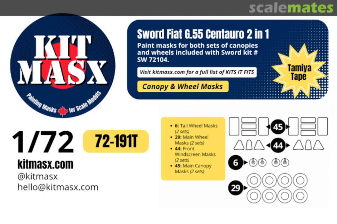 Boxart Fiat G.55 Centauro 2in1, canopy & wheel masks 72-191T Kit Masx Boxart Fiat G.55 Centauro 2in1, canopy & wheel masks 72-191T Kit Masx