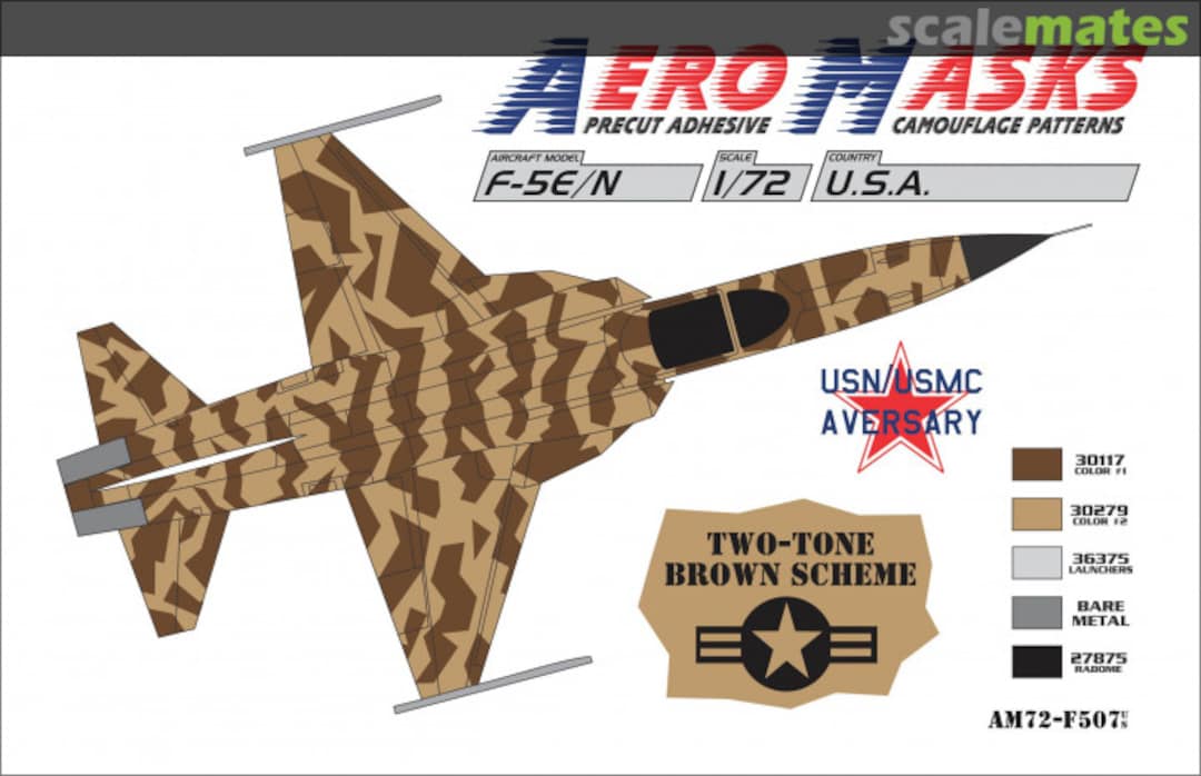 Boxart F-5E/N USA USN USMC Aversary Two-Tone Brown Scheme AM72-F507 AeroMasks Boxart F-5E/N USA USN USMC Aversary Two-Tone Brown Scheme AM72-F507 AeroMasks