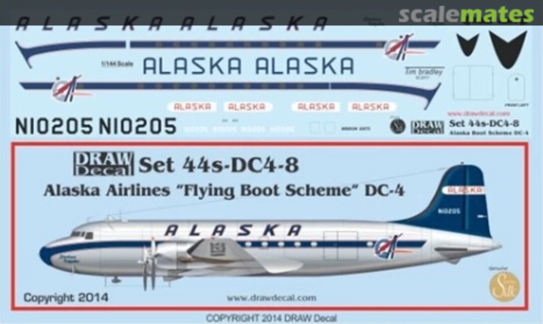 Boxart Alaska Airlines “Flying Boot Scheme” DC-4 44-DC4-8 Draw Decal Boxart Alaska Airlines “Flying Boot Scheme” DC-4 44-DC4-8 Draw Decal