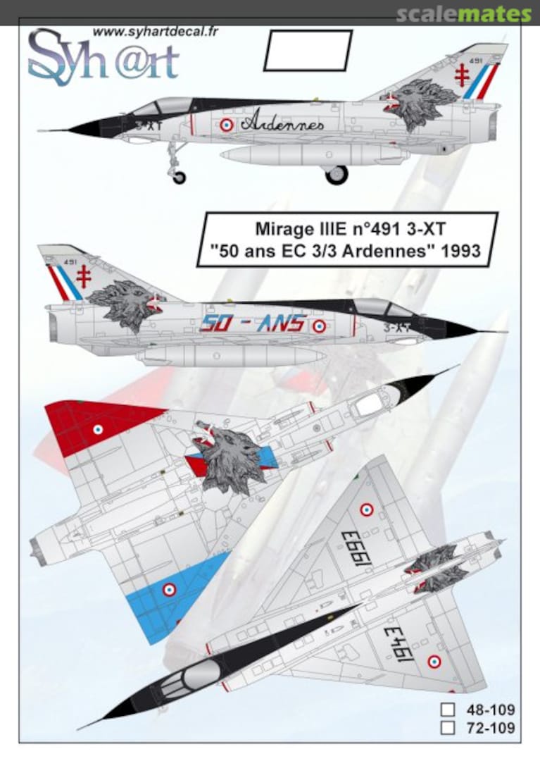 Boxart Mirage IIIE 3-XT "50 Ans EC 3/3 Ardennes 1993" 48-109 Syhart