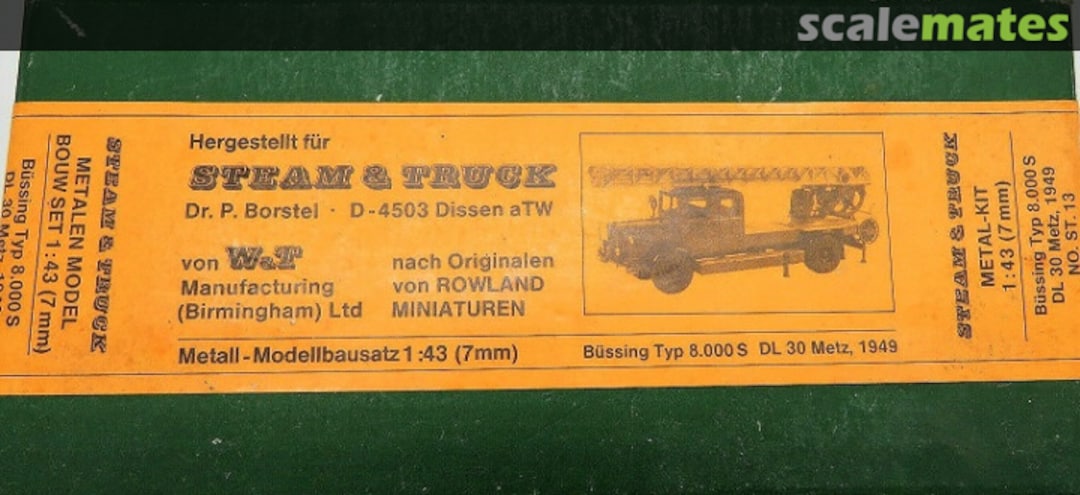 Boxart Büssing 8000S mit DL 30 Metz-Drehleiter ST 13 Steam & Truck Boxart Büssing 8000S mit DL 30 Metz-Drehleiter ST 13 Steam & Truck