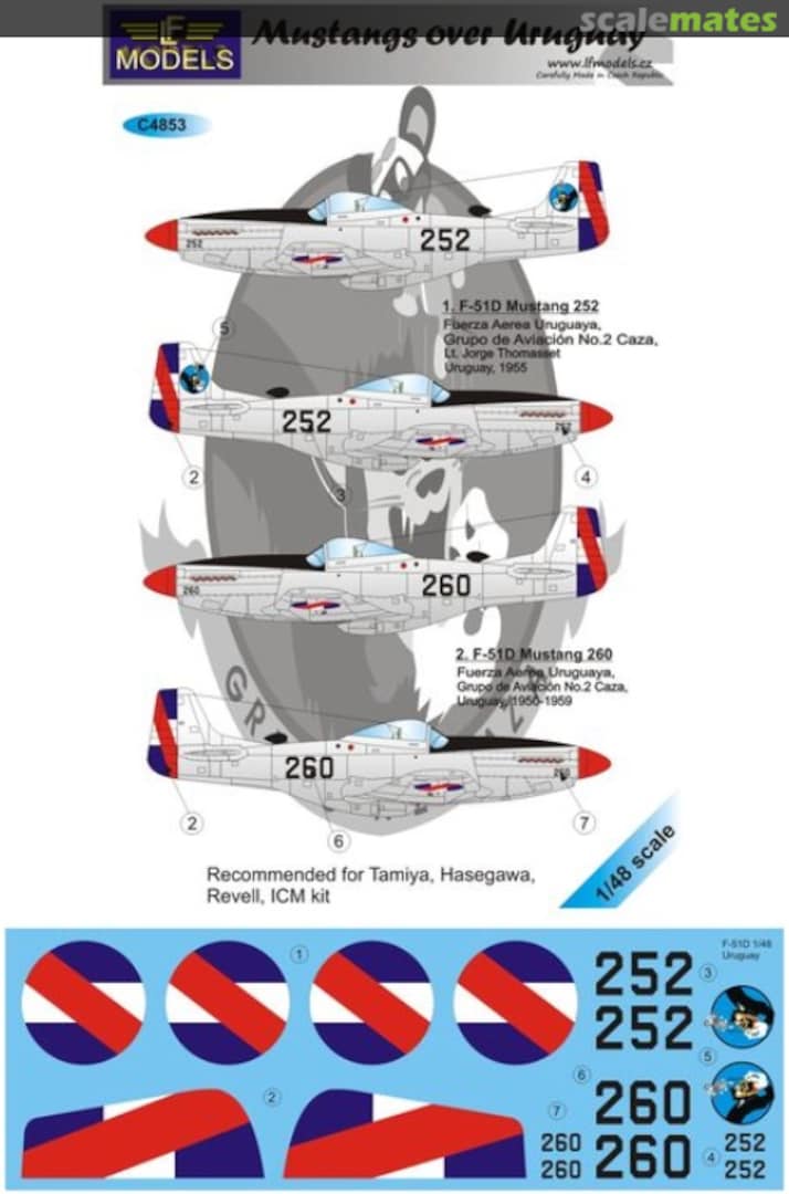 Boxart North-American F-51 Mustangs over Uruguay P-51D C4853 LF Models Boxart North-American F-51 Mustangs over Uruguay P-51D C4853 LF Models