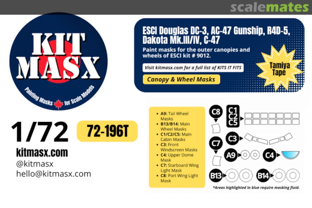 Boxart Douglas DC-3, AC-47 Gunship, R4D-5, Dakota Mk.III/IV, C-47 72-196T Kit Masx Boxart Douglas DC-3, AC-47 Gunship, R4D-5, Dakota Mk.III/IV, C-47 72-196T Kit Masx