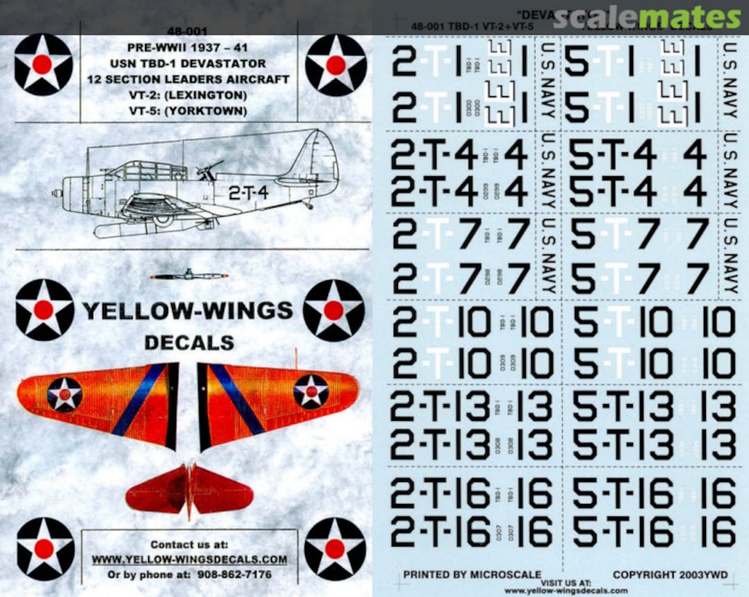 Boxart TBD-1 Devastator 48-001 Yellow-Wings Decals Boxart TBD-1 Devastator 48-001 Yellow-Wings Decals