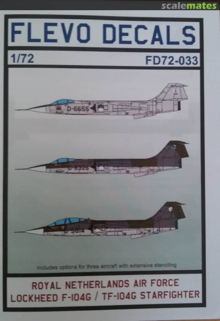 Boxart Royal Netherlands Air Force Lockheed F-104G / TF-104G Starfighter FD72-033 Flevo Decals Boxart Royal Netherlands Air Force Lockheed F-104G / TF-104G Starfighter FD72-033 Flevo Decals