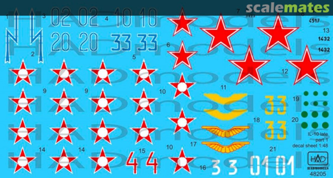 Contents Il-10 Late part 1 decal sheet 48205 HADmodels Contents Il-10 Late part 1 decal sheet 48205 HADmodels