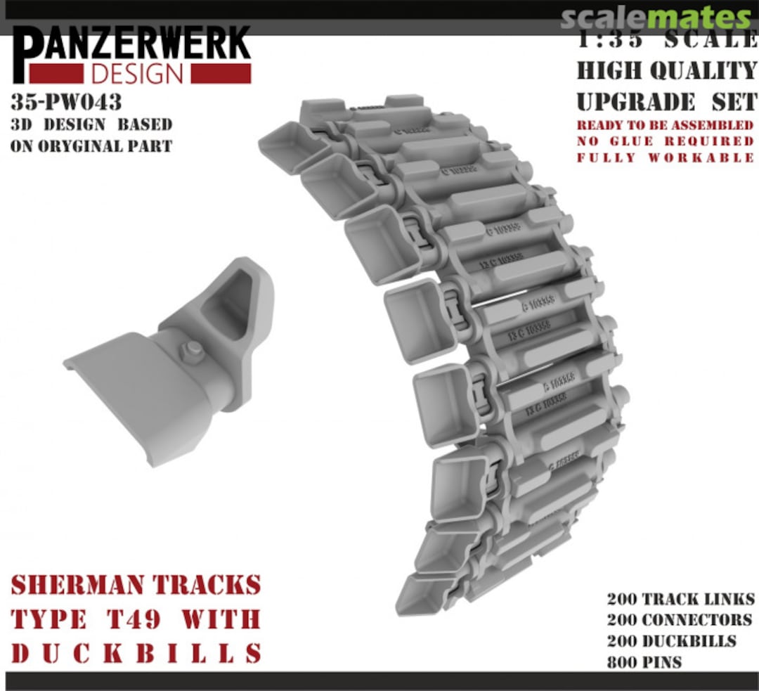 Boxart Sherman Type T49 Tracks w/Duckbills 35PW-043 Panzerwerk design Boxart Sherman Type T49 Tracks w/Duckbills 35PW-043 Panzerwerk design