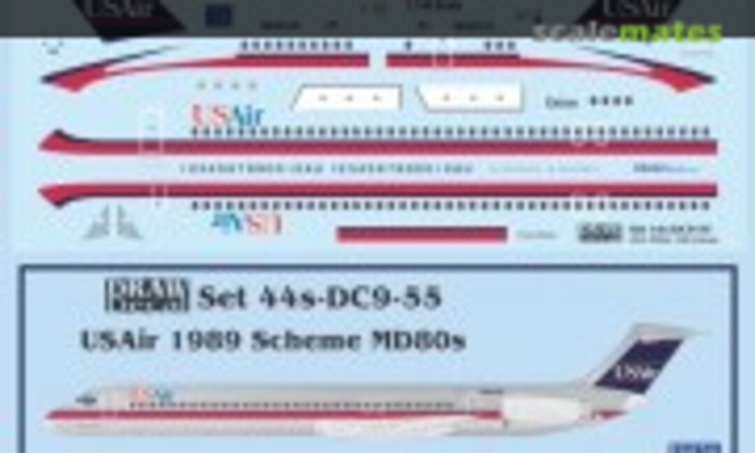 1:144 USAir 1989 Scheme MD80s (Draw Decal 44-DC9-55) 44-DC9-55