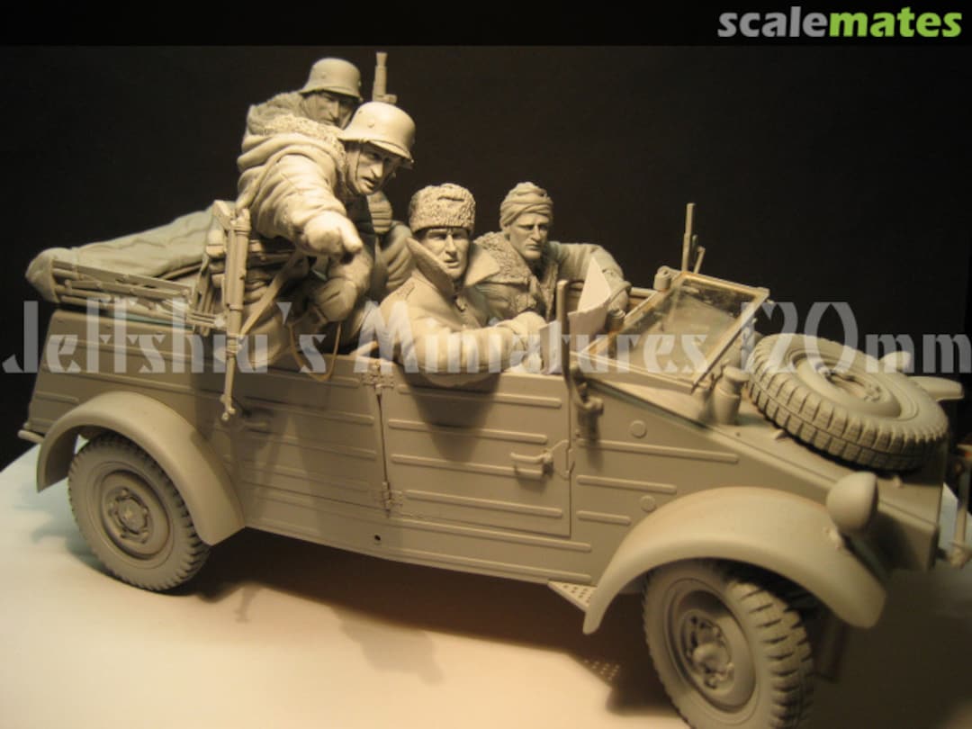 Boxart WWII German Commander 'Max Wünsche' w/ Kubelwagen Type 82 crews, Kharkov 1943 JS120073 Jeffshiu's Miniatures