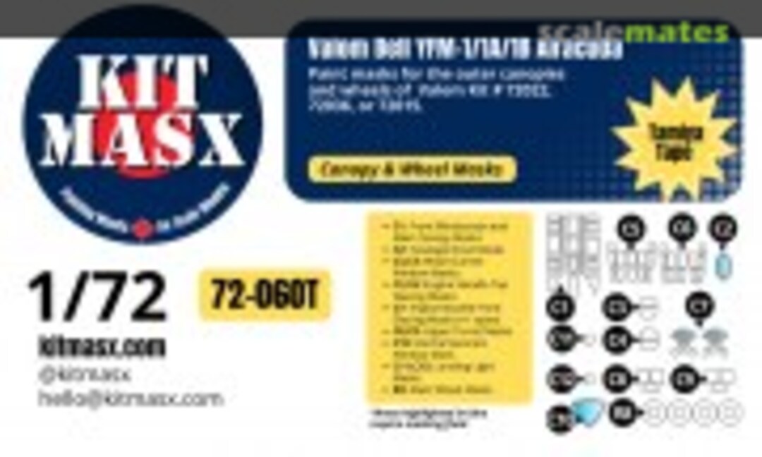 1:72 Bell YFM-1/1A/1B Aircuda, canopy & wheel masks (Kit Masx 72-060T) 72-060T