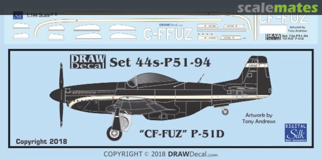 Boxart P-51D CF-FUZ / CF-FFUZ 44-P51-94 Draw Decal Boxart P-51D CF-FUZ / CF-FFUZ 44-P51-94 Draw Decal