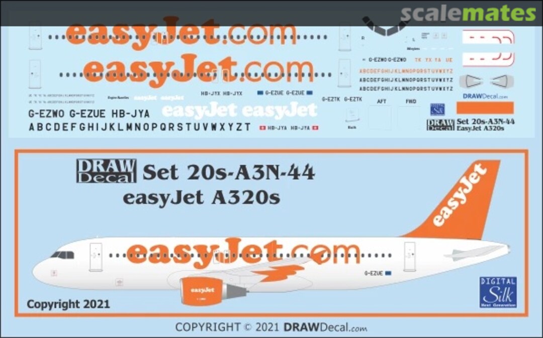 Boxart easyJet A320s 20-A3N-44 Draw Decal
