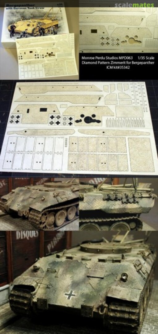 Boxart Diamond Pattern Zimmerit for ICM Bergepanther MPD-063 Monroe Perdu Studios Boxart Diamond Pattern Zimmerit for ICM Bergepanther MPD-063 Monroe Perdu Studios
