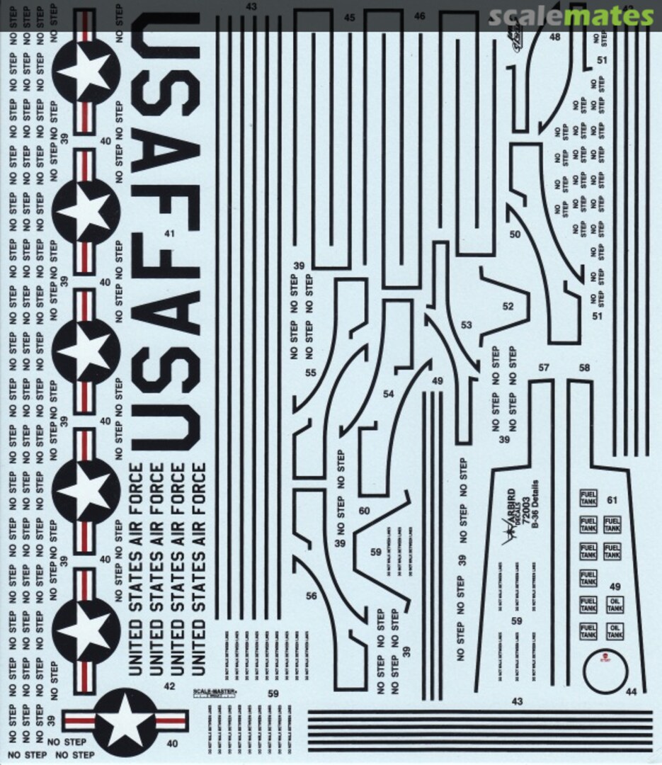 Boxart B-36 Common Stencils and Insignia 72003 Warbird Decals