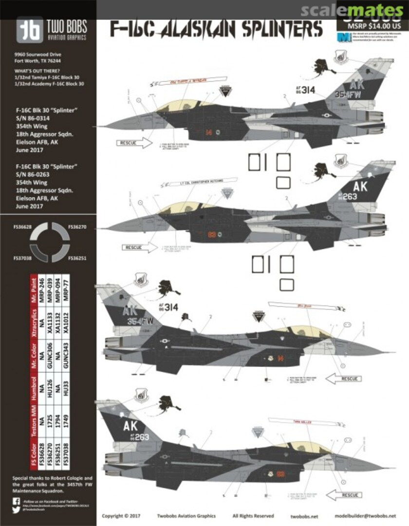 Boxart F-16C Alaskan Splinters 32-068 TwoBobs Aviation Graphics Boxart F-16C Alaskan Splinters 32-068 TwoBobs Aviation Graphics