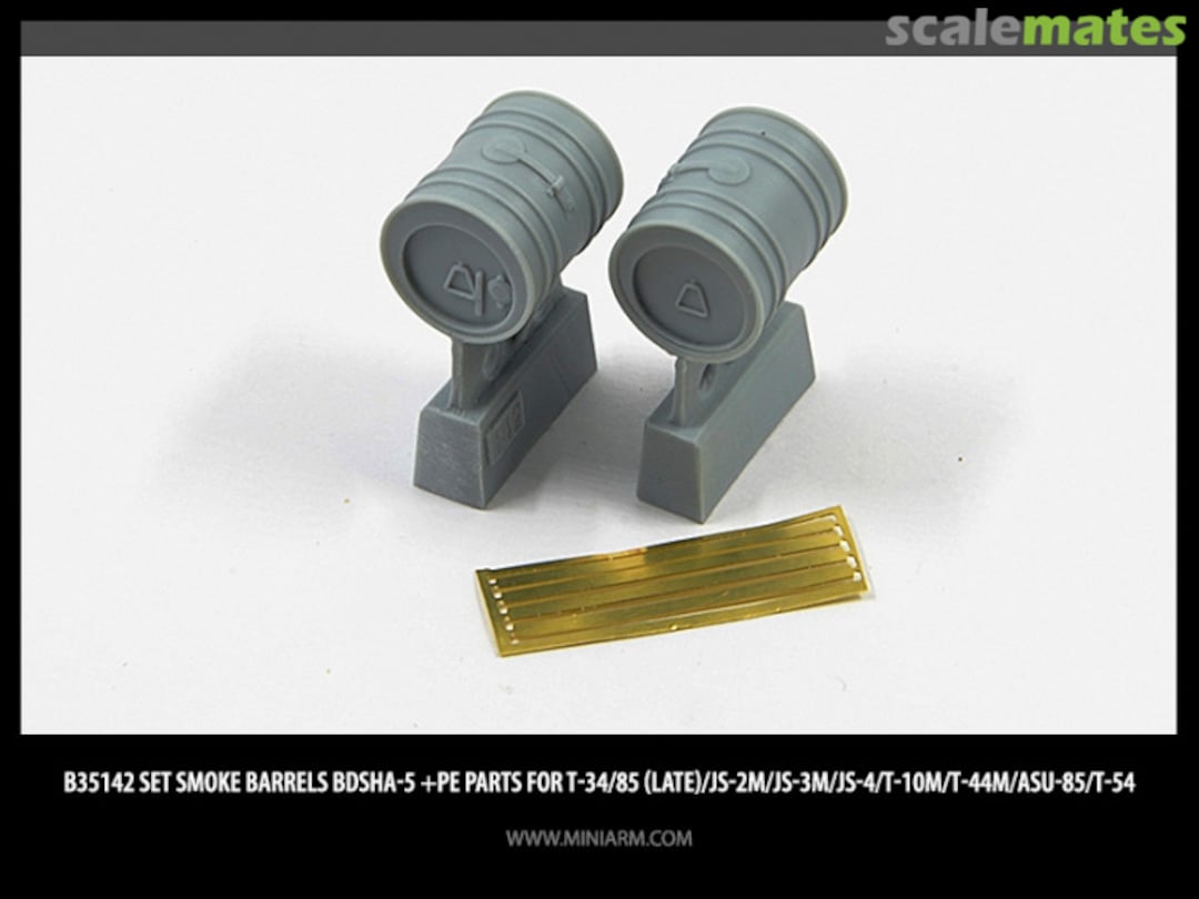 Boxart Set smoke barrels BDSha-5 +PE parts, for T-34/85 (late)/JS-2M/JS-3M/JS-4/T-10M/T-44M/ASU-85/T-54 / B35142 Miniarm Boxart Set smoke barrels BDSha-5 +PE parts, for T-34/85 (late)/JS-2M/JS-3M/JS-4/T-10M/T-44M/ASU-85/T-54 / B35142 Miniarm