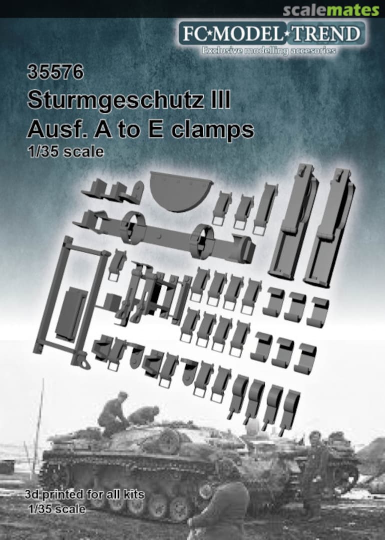 Boxart Stug III A to E, tool clamps 35576 FC Model Trend
