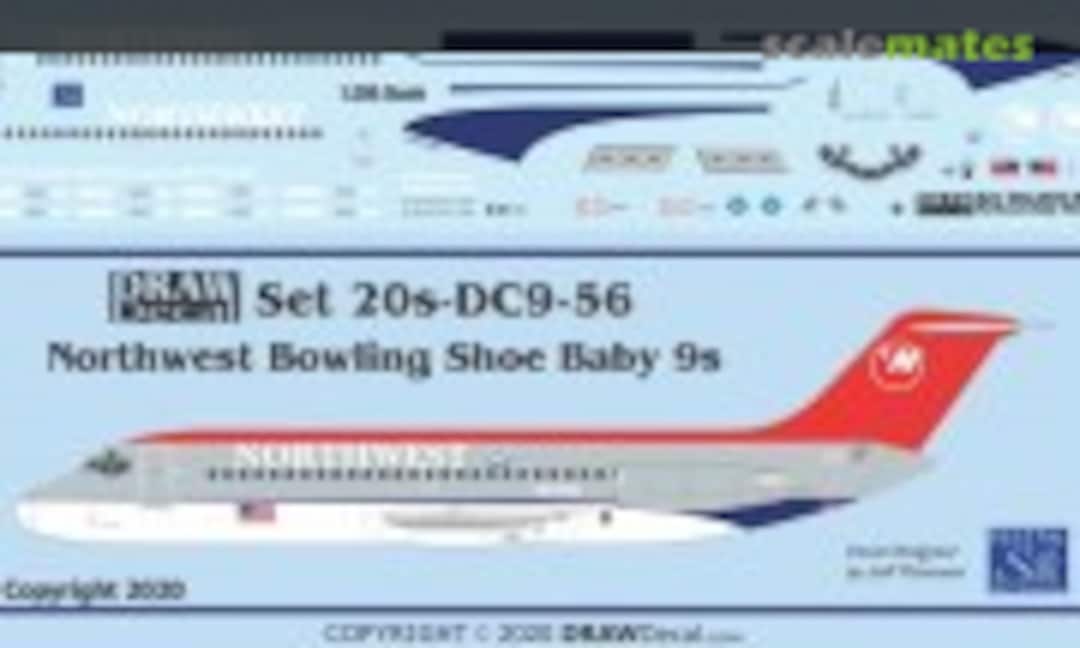 1:200 Northwest “Bowling Shoe” Baby DC-9s (Draw Decal 20-DC9-56) 20-DC9-56