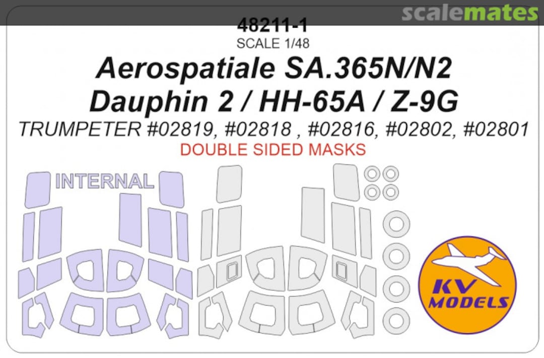 Boxart SA.365N / SA.365N2 / HH-65 / Z-9G Dauphin 2 (Double sided masks) 48211-1 KV Models Boxart SA.365N / SA.365N2 / HH-65 / Z-9G Dauphin 2 (Double sided masks) 48211-1 KV Models
