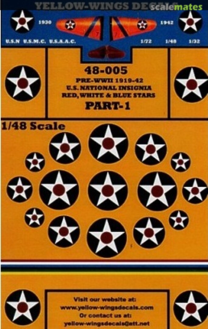Boxart US National Insignia in Various Sizes Pt 1 48-005 Yellow-Wings Decals Boxart US National Insignia in Various Sizes Pt 1 48-005 Yellow-Wings Decals