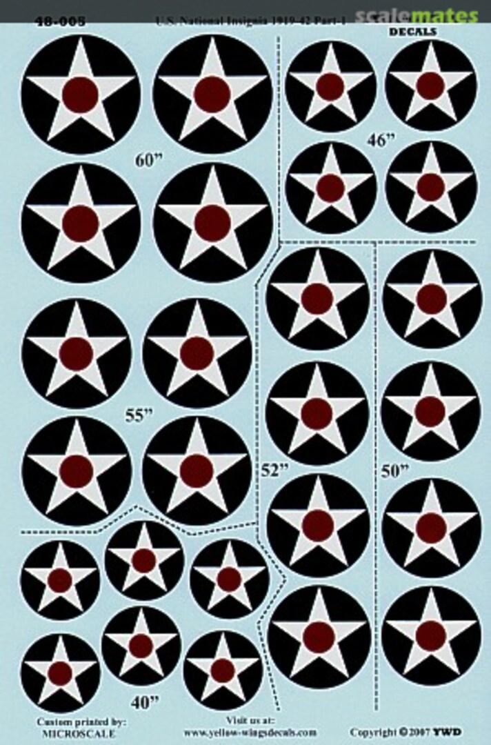 Contents US National Insignia in Various Sizes Pt 1 48-005 Yellow-Wings Decals Contents US National Insignia in Various Sizes Pt 1 48-005 Yellow-Wings Decals