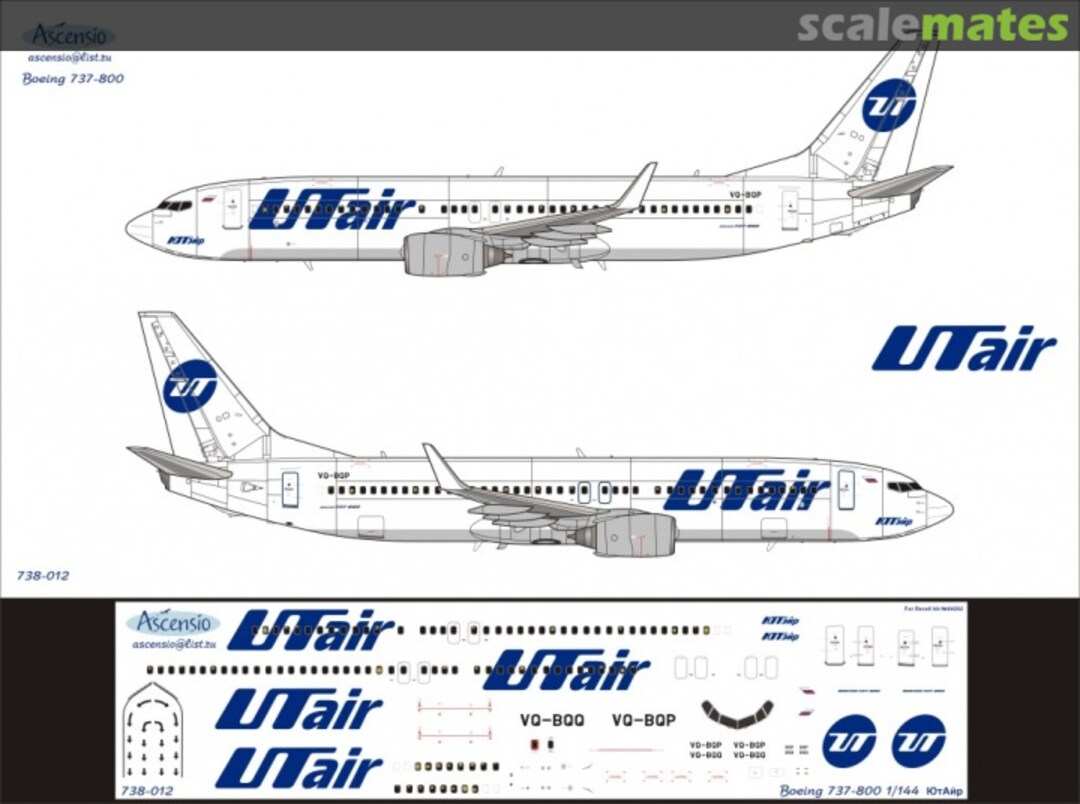 Boxart Boeing 737-800 UT Air 738-012 Ascensio Boxart Boeing 737-800 UT Air 738-012 Ascensio