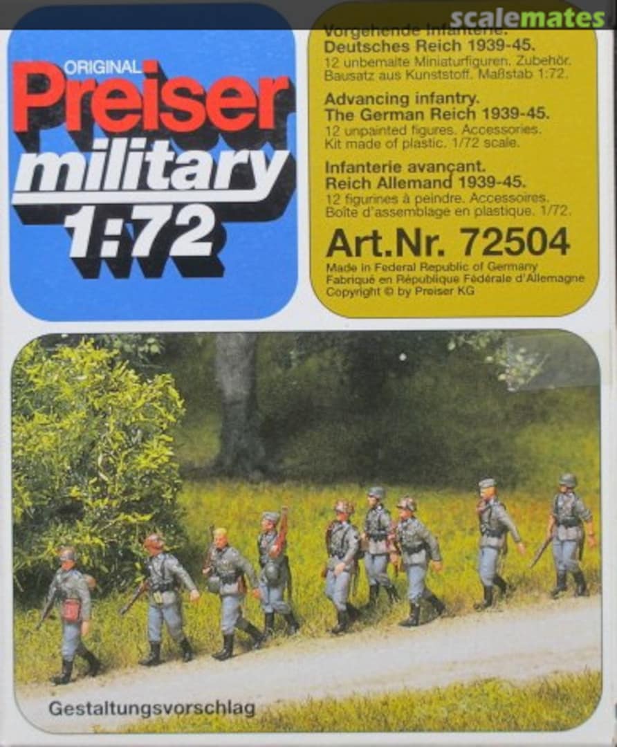 Boxart Vorgehende Infanterie. Deutsches Reich 1939-45 72504 Preiser Boxart Vorgehende Infanterie. Deutsches Reich 1939-45 72504 Preiser