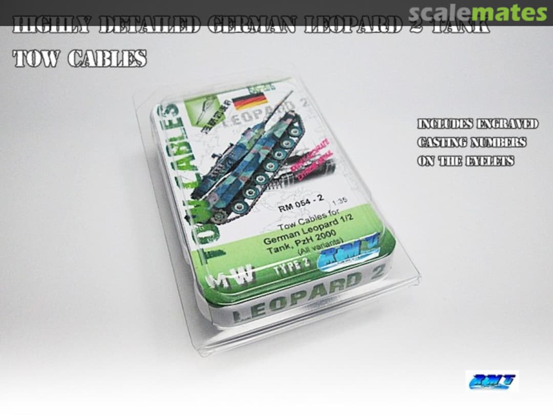 Boxart Tow Cables For German Leopard 1/2 Tank, PzH 2000 RM054-2 RMG Resin Models Boxart Tow Cables For German Leopard 1/2 Tank, PzH 2000 RM054-2 RMG Resin Models