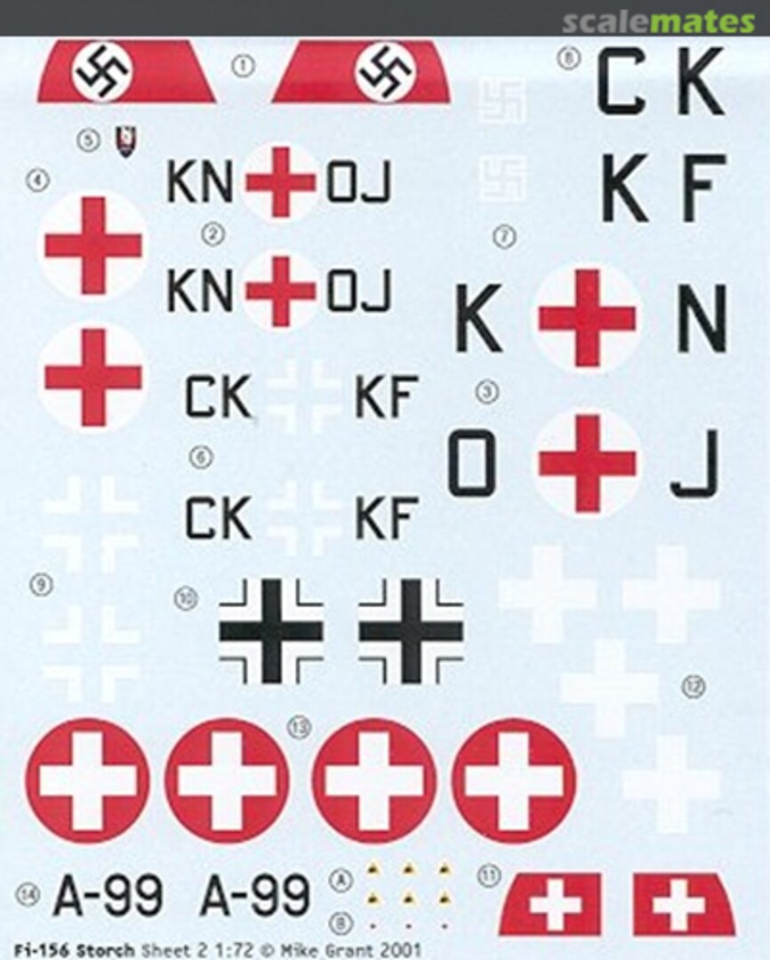 Contents Fieseler Fi-156 Storch Sheet No. 2 MG 72-008 Mike Grant Decals