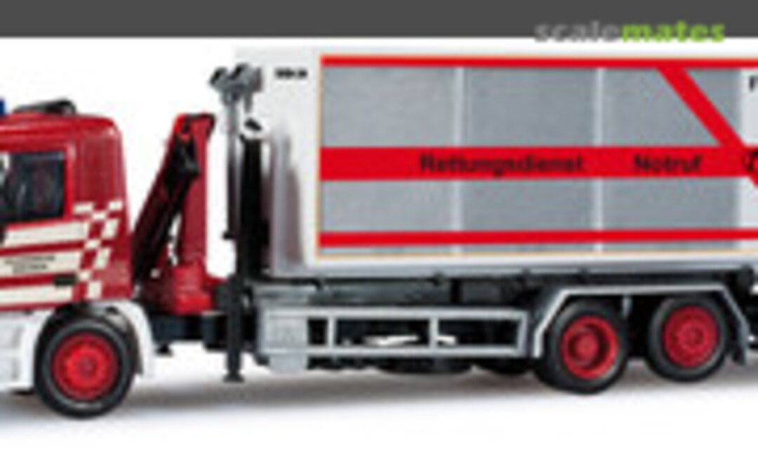 Mercedes-Benz Actros M roll-off container truck with crane &quot;Bremen fire department&quot; (Herpa 091305)